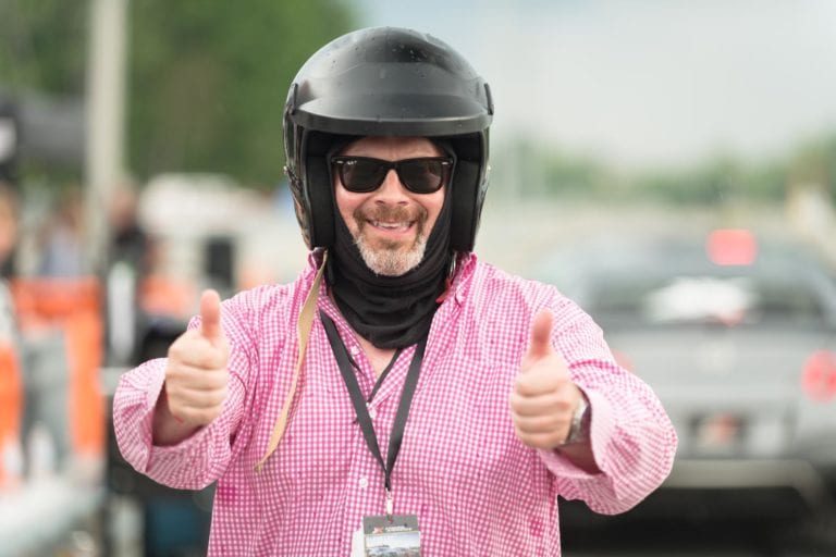 racer with thumbs up