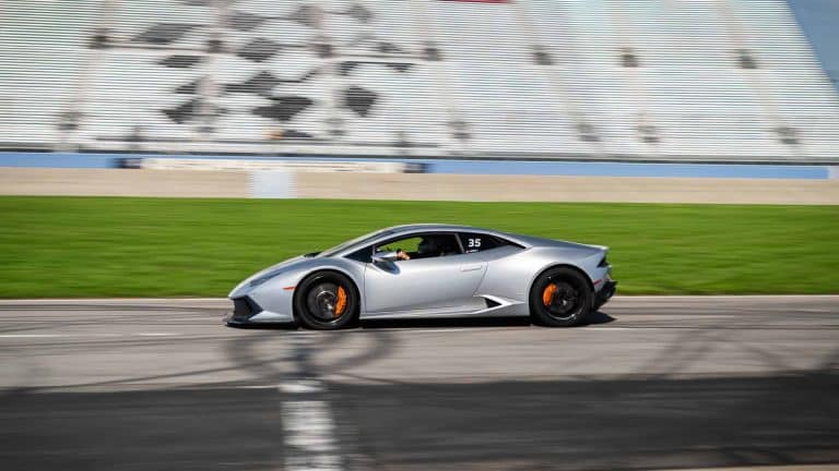 Silver Huracan Side Profile On Track