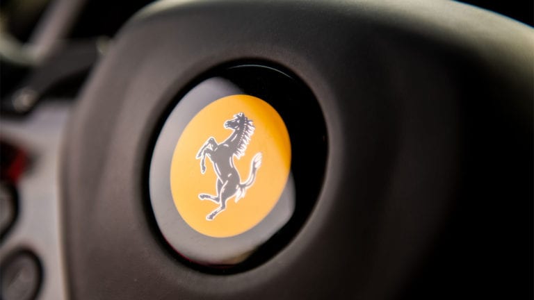 Ferrari 488 GTB emlem on steering wheel